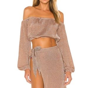 NWOT Lovers & Friends Metallic off the shoulder top